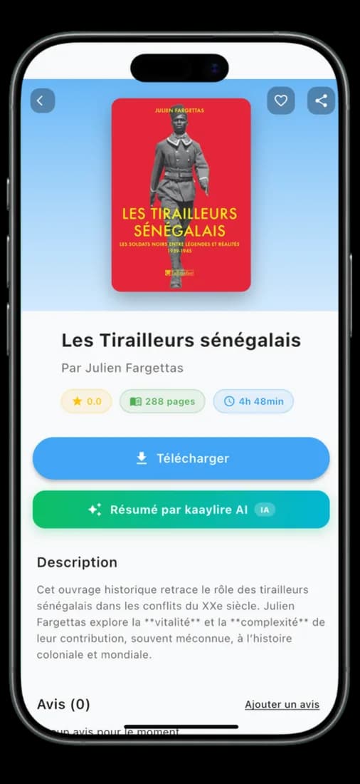 Fiche d’un livre dans l’application