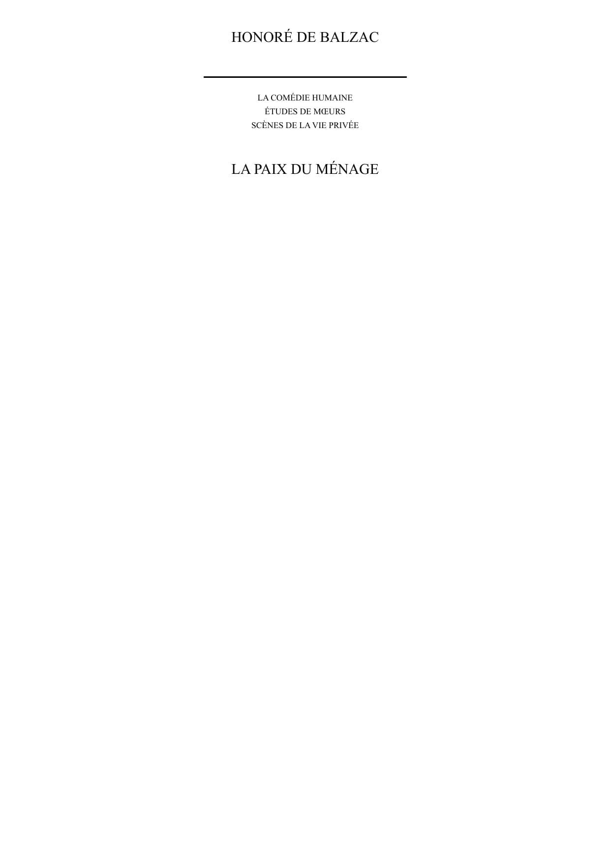 Couverture de « La paix du ménage »