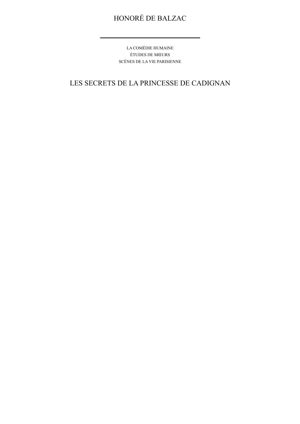 Couverture de « Les secrets de la princesse de Cadignan »