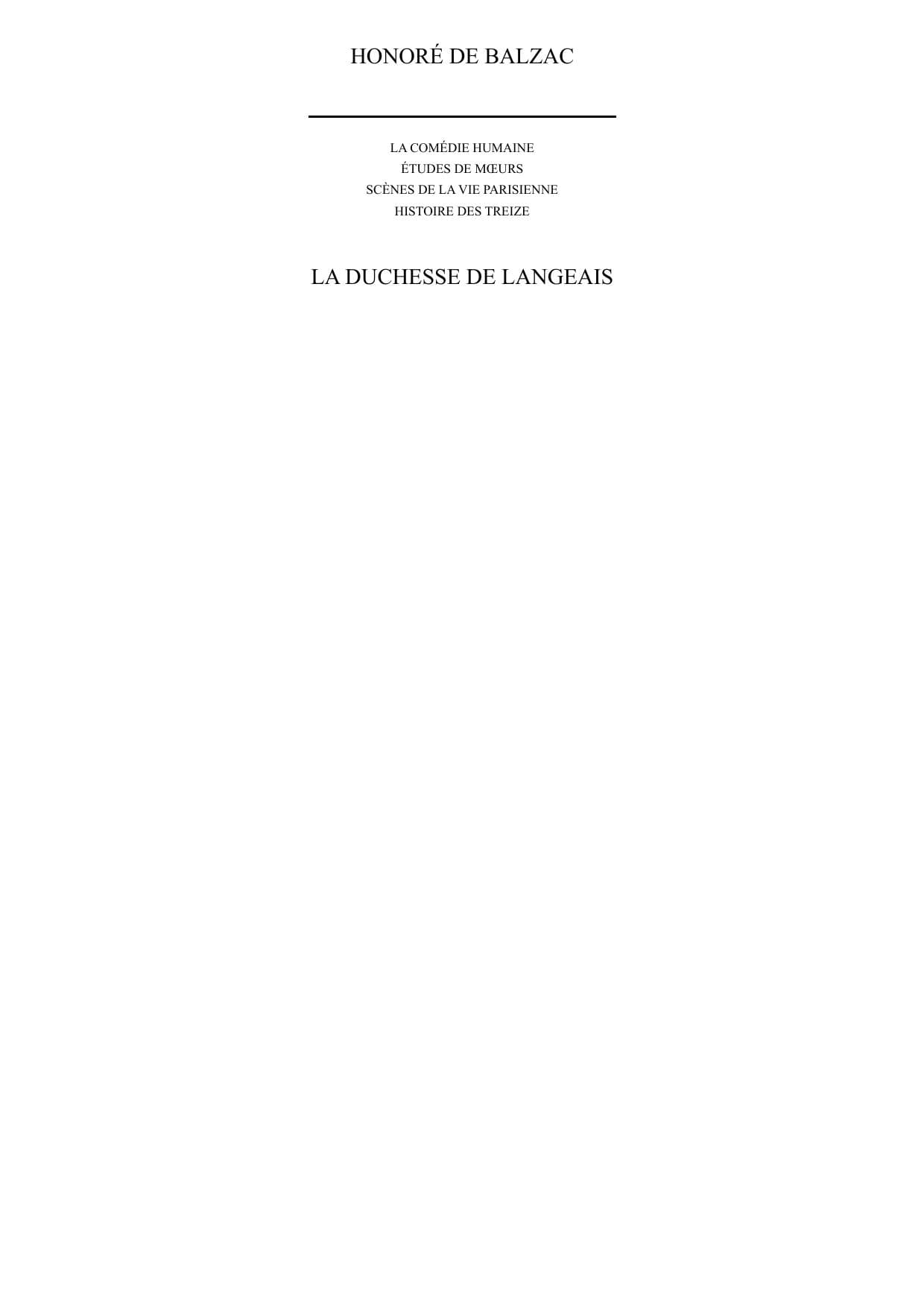 Couverture de « La duchesse de Langeais »