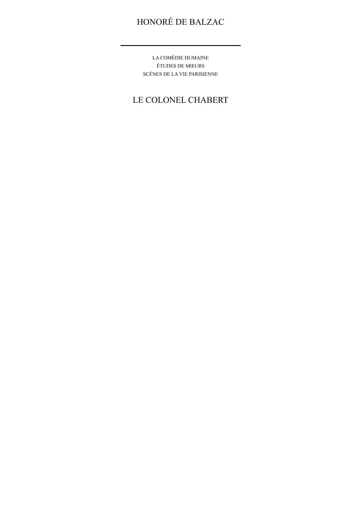 Couverture de « Le colonel Chabert »