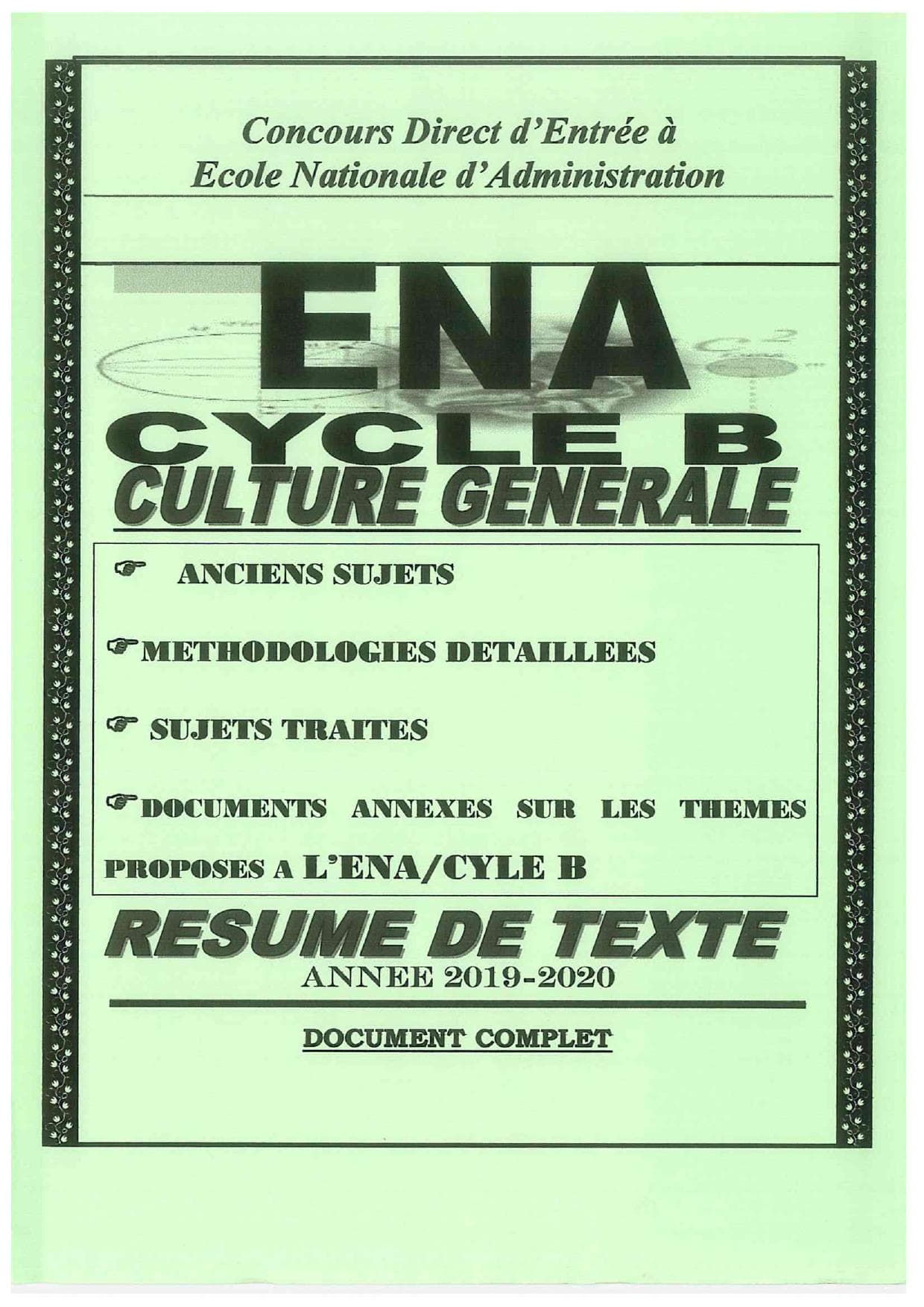 Couverture de « Fascicule ENA Cycle B »