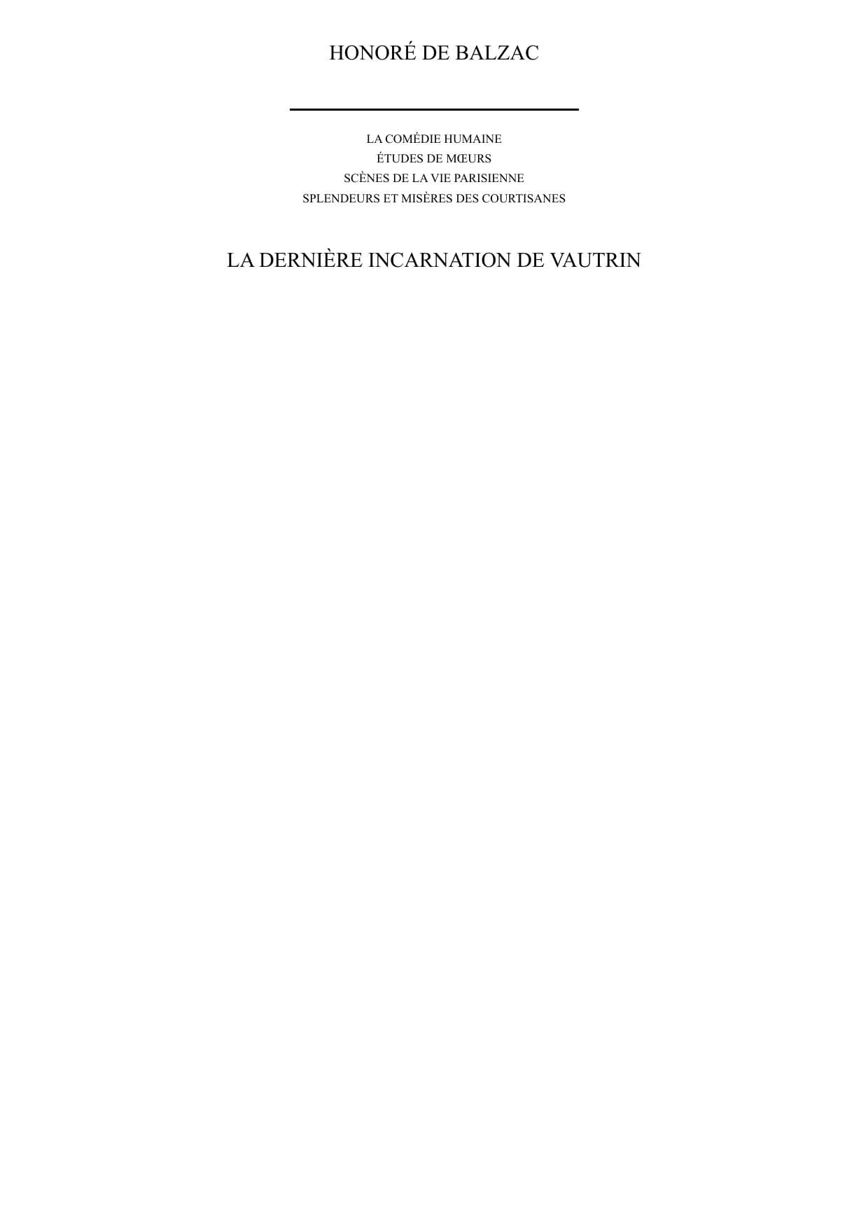 Couverture de « La dernière incarnation de Vautrin »