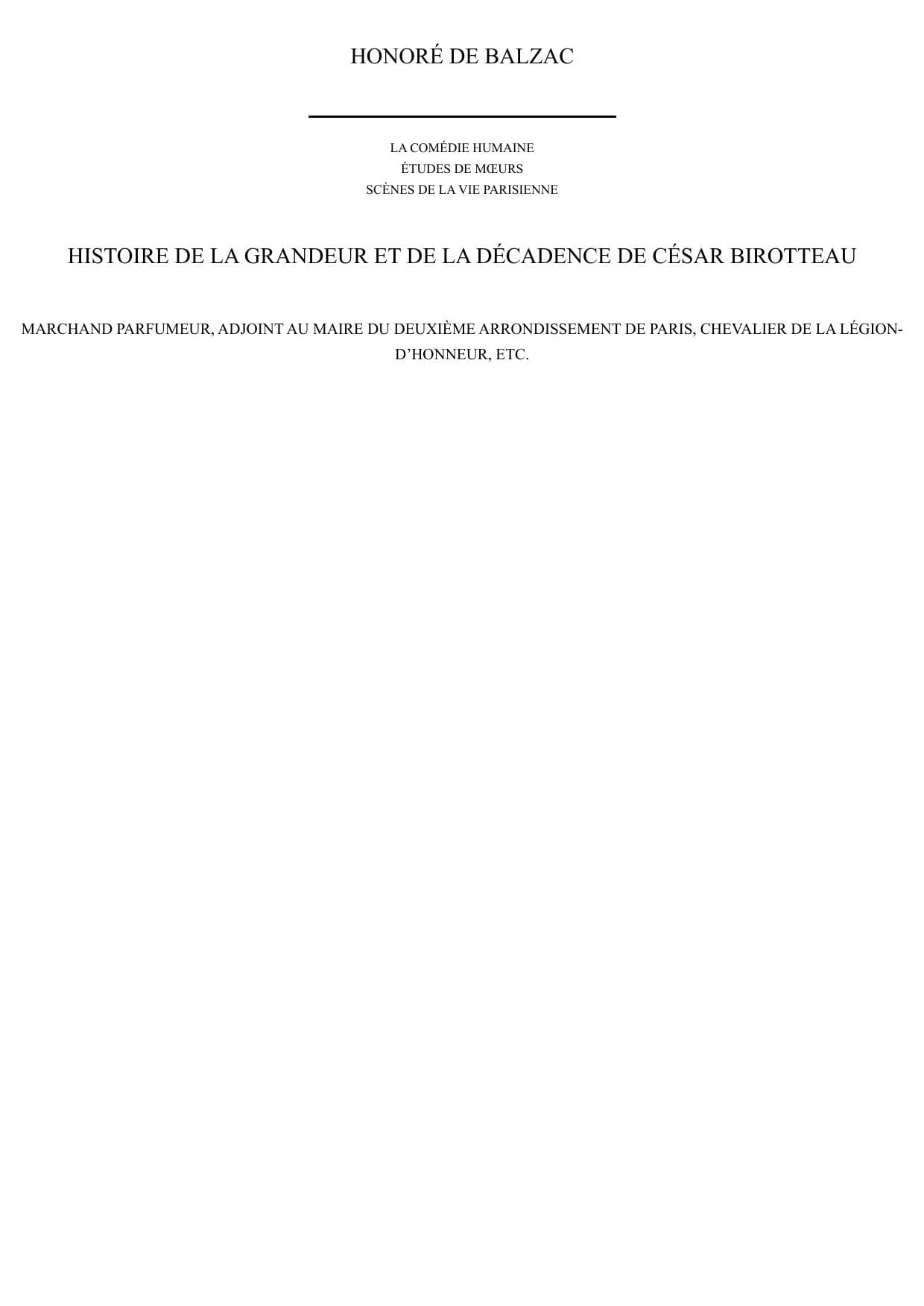 Couverture de « Histoire de la grandeur et de la décadence de César Birotteau »