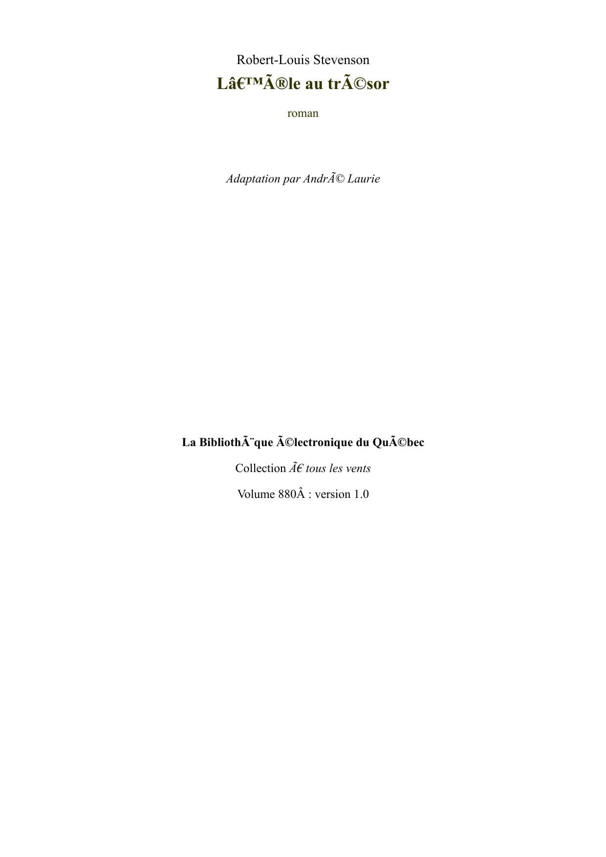 Couverture de « L'île au trésor »