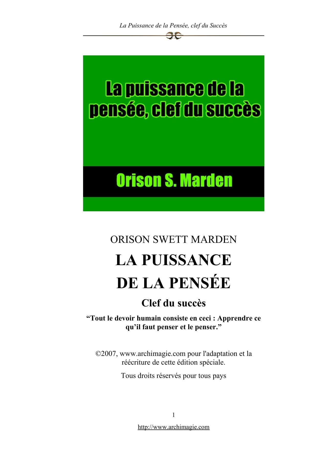 Couverture de « LA PUISSANCE DE LA PENSEE CREATRICE CLEF DU SUCCES BIBLIO (208 Pages - 811 Ko)- »