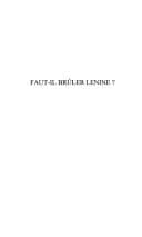 Couverture de « Faut-il brûler Lénine? »
